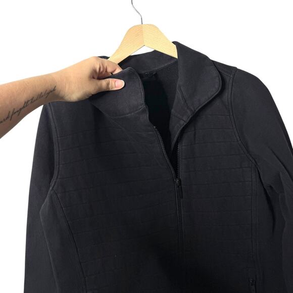 Lululemon Fleece Be True Jacket Asymmetric Up Relaxed Fit Mock Neck Black Size 6 - Picture 6 of 9